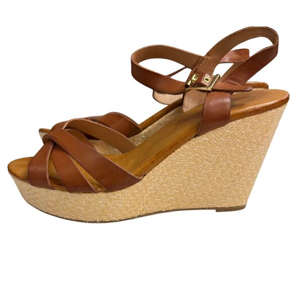 St. John's Bay Platform Wedge Sandals Size 10 M in Brown - Picture 2 of 9